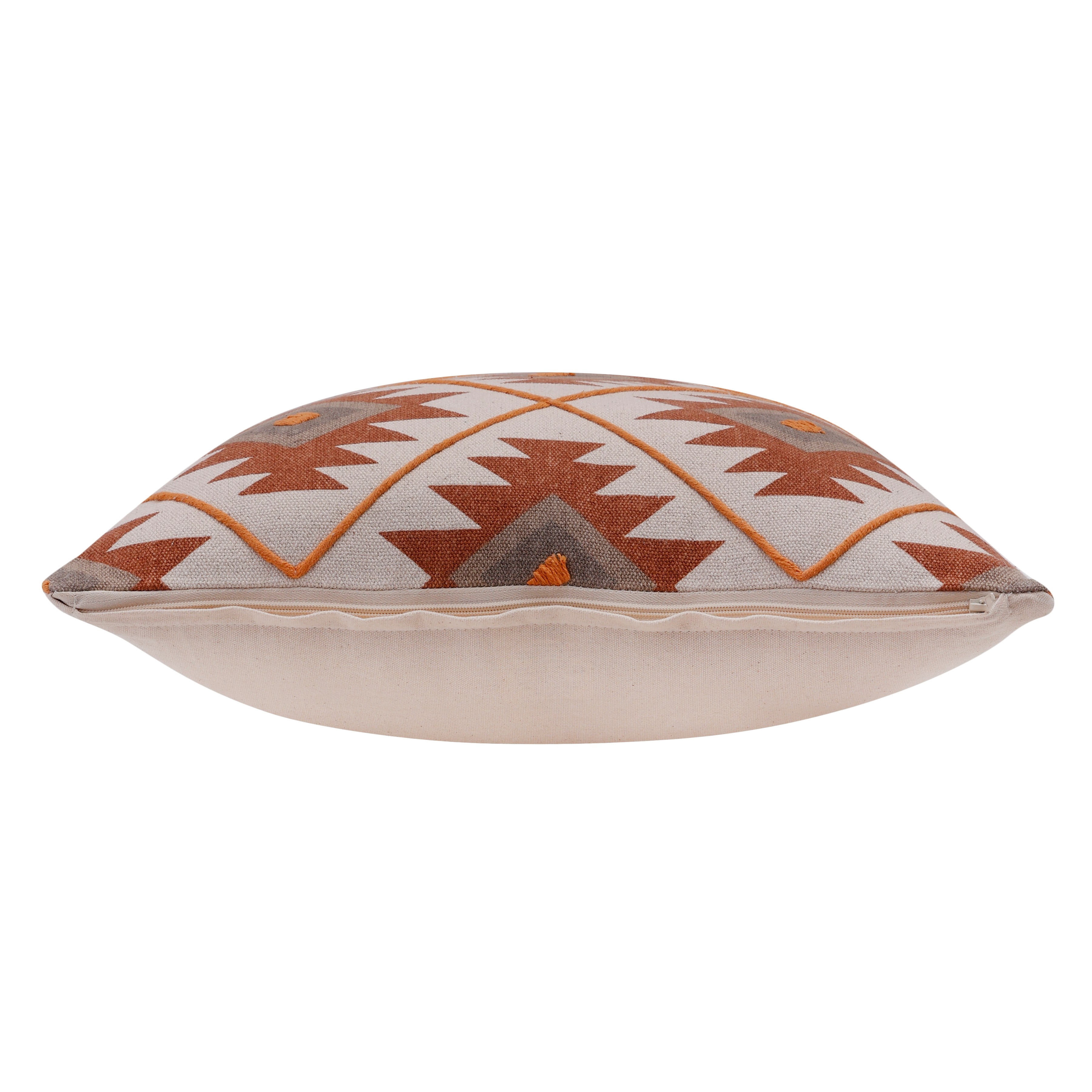 Harlow Hill 20" x 20" Rust/Off-White Geometric Cotton Adult Decorative Throw Pillow Cover