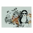thumbnail image 1 of Feminine Cutting Board, Party Girl Glasses with Flowers Blossoms Ornamental Patterns Background Image, Decorative Tempered Glass Cutting and Serving Board, Small Size, Orange Black, by Ambesonne, 1 of 1