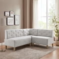 thumbnail image 2 of Linon Hale Tufted Back Fully Upholstered Corner Nook Bench in Light Grey Fabric, 2 of 18