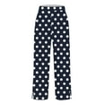 thumbnail image 6 of Polka Dot Print Linen Pants for Women Button Side Slit Vintage Trousers Lightweight Casual Slacks Elastic Waist Wide Leg Beach Palazzo Trouser with Pockets 2026 Blue XL, 6 of 6