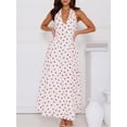 thumbnail image 4 of Hirigin Store Women Long Dress Heart Print Tie-Up Halter Neck Sleeveless Dress Summer Fashion Casual A-line Dress, 4 of 8