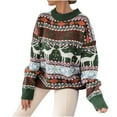 thumbnail image 2 of jsaierl Ugly Christmas Sweater Women Knit Mock Neck Reindeer Print Top Long Sleeve Plus Size Holiday Pullover Sweater Christmas Gifts for Women, 2 of 7