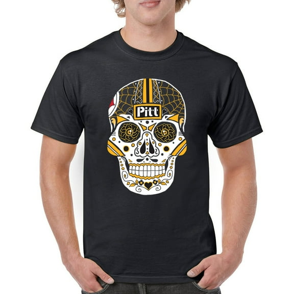 Pittsburgh Sugar Skull T-shirt Steel City Football Fan Tailgating Men's Tee