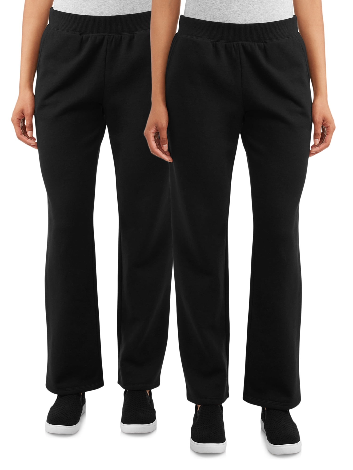 Time and Tru Women's 2-Pack Fleece Open Bottom Pant - Walmart.com