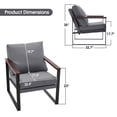 thumbnail image 3 of MCombo Modern Accent Chair, Armchair with Upholstered Cushion for Living Room Bedroom,  Faux Leather(Medium Grey), 3 of 9