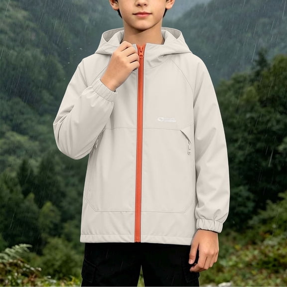 Mifsaly Kids Boys Girls Lightweight Windbreaker Full Zip Hooded Jacket Water Resistant Casual Outdoor Hiking Raincoat with Pockets