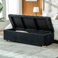 thumbnail image 3 of GZXS Large Storage Bench with Chenille Fabric, 60" Flip-Top Ottoman with Soft-Close Hinges, Wooden Legs, Modern End of Bed Bench for Bedroom/Entryway, Black, 3 of 9