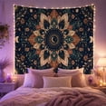 thumbnail image 2 of Celestial Mandala with Moon and Stars Against a Navy Blue Background, Mystical Boho for Boho Lovers, Intricate Wall Art, Housewarming Gift, Tapestry Wall Hanging for Bedroom and Living Room, 2 of 7