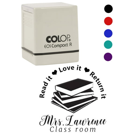 Printtoo Personalized Teachers Stamp Read It Love It Return It Teachers Name Self-Inking Rubber Stamp Library For Students Classroom & Homework Supplies,Black - 30 x 30 mm