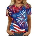 thumbnail image 2 of Qetyuw Independence Day Shirts for Women Casual Patriotic American Flag Print Tshirts Tunic Short Sleeve Tees Breathable Crew Neck Blouses Tops of the Week, 2 of 6