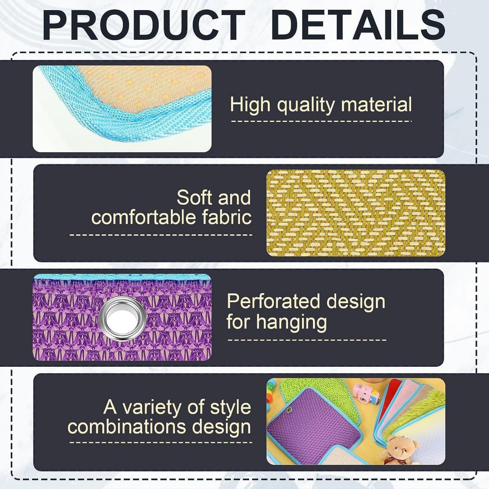 Baby Early Learning Play Mat Colorful Textured Accent Foldable Design Safe Sensory Stimulation Activity Pad 16pcs