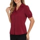 thumbnail image 4 of CAMISA DE MUJER CON CUELLO INSPIRE CHIC, BOTONES EN LA PARTE FRONTAL, MANGAS CORTAS, PARA TRABAJAR, COLOR ROJO VINO, 4 of 5