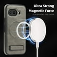 thumbnail image 4 of Magnetic for Google Pixel 9a PU Leather Case, Compatible with Magsafe, Built-in Invisible Stand, Premium Ultra Slim Adjustable Kickstand Protective Phone Case for Google Pixel 9a, Gray, 4 of 6