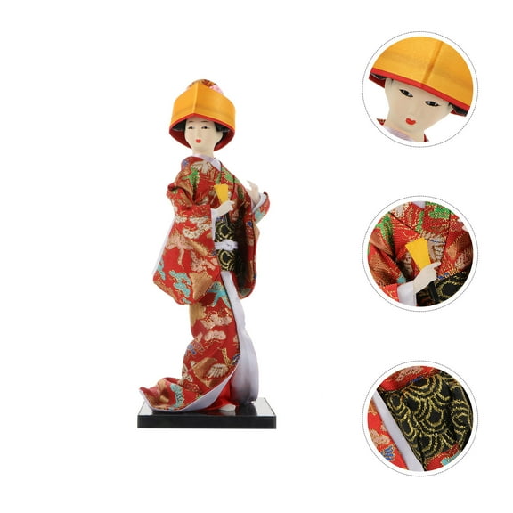 Tineasur Asian Collectible Kimono Doll Kimono Doll Multi-colored Foam 1Pc Indoor Space
