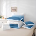 thumbnail image 5 of Sky Blue 7 Piece Bed in a Bag Queen Size Ombre Bedding Set Blue White Gradient Down Comforter Sea Ocean Blue Farmhouse Modern Abstract Art 3D Print Flat Fitted Sheet, 5 of 5