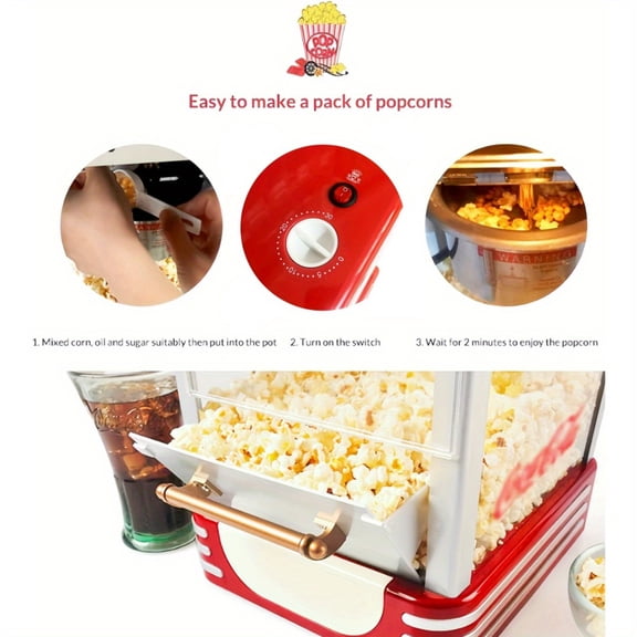 Commercial Popcorn Machine for Home and Party Use, Desktop Popcorn Maker with Automatic Operation, High Quality and Easy to Use Mini Popcorn Popper