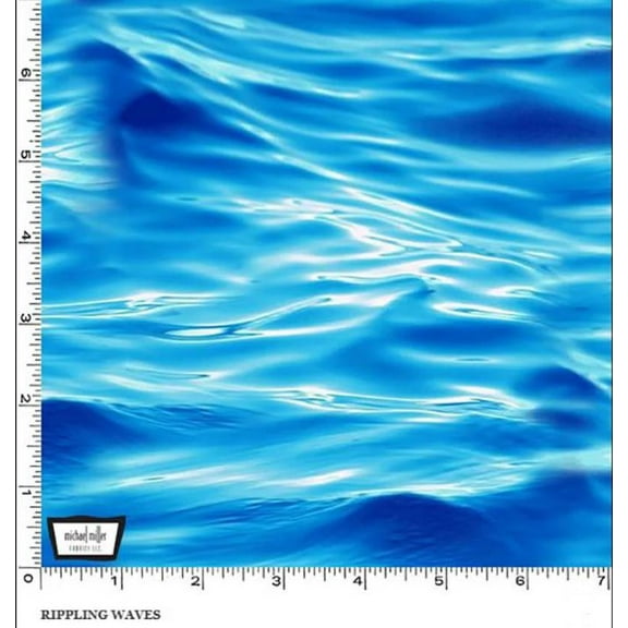 Cotton Rippling Waves Ocean Water Lake River Ripples Reflections Michael Miller Fabrics Blue Cotton Fabric Print by the Yard (DDC11488-BLUE-D)