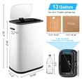 thumbnail image 3 of Ourlova 13 Gallon / 50 Liter Motion Sensor Trash Can, Smart Trash Can with Lid, Rectangular Automatic Garbage Can with Handle, Touchless Trash Bin for Kitchen Office Living Room Bathroom, White, 3 of 6