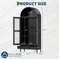 thumbnail image 2 of Tall Arched Storage Display Cabinet - 73 Inch Arch Bookshelf with Glass Doors, Shelves and Drawers - Modern Accent Cabinet for Living Room, Dining Room, 2 of 6