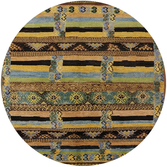 Ahgly Company Machine Washable Indoor Round Industrial Modern Bakers Brown Area Rugs, 5' Round