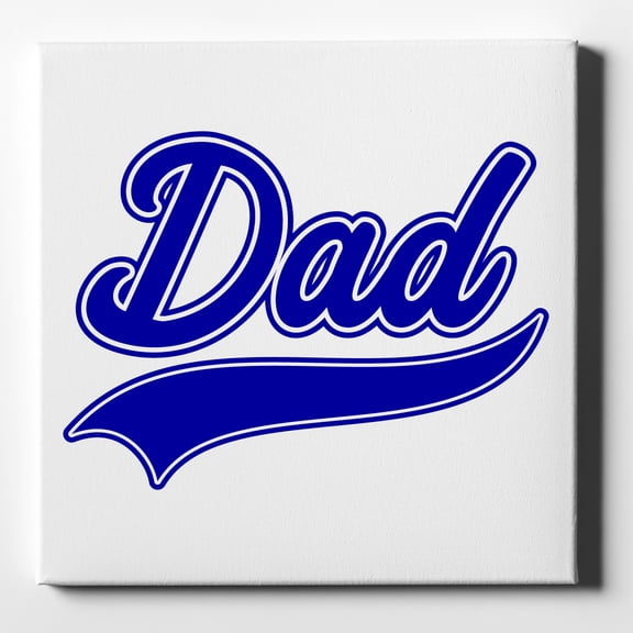 Dad Word Graphic Blue - 10" x 10" - Decorative Canvas Wall Art - White Edge - 5/8" Gallery Wrapped