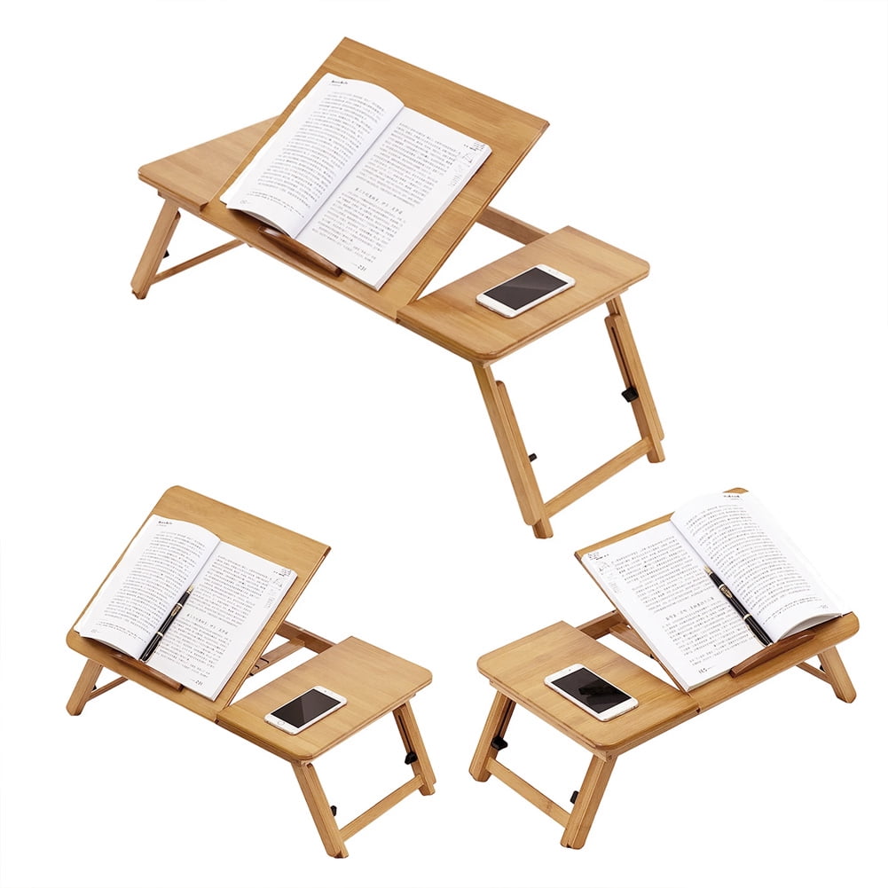 Portable Foldable Laptop Desk for Bed, Adjustable Bamboo Laptop Desk Table for Bed or Sofa, Multi-Functional Floor Desk for Working, Reading, Writing