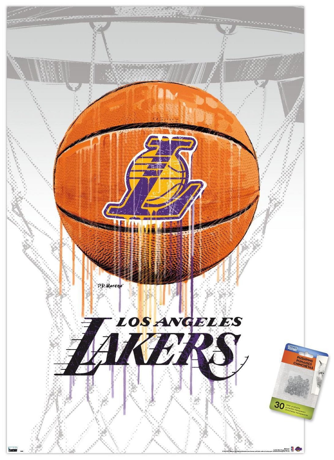 NBA Los Angeles Lakers - Drip Ball 20 Wall Poster, 22.375" x 34" Framed