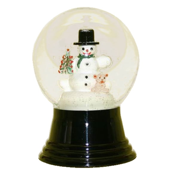 Alexander Taron 5" Black and White Perzy Snow Globe Medium Snowman with Bear Decoration