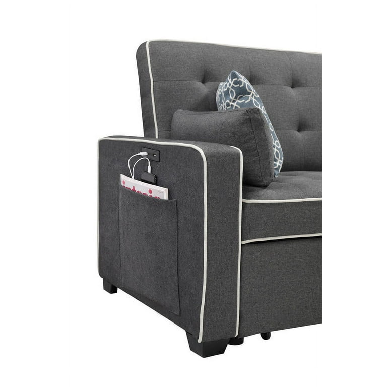 Austin Gray Fabric Sleeper Sofa With 2