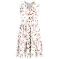 thumbnail image 5 of Mifsaly Floral Dresses For Women Midi V Neck A Line Sleeveless Button Down Dress Tiered Skirt Elegant Casual Summer Vacation Beach Sundresses XXL, 5 of 7