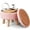 Pink, variant on Round Storage Ottoman, Teddy Velvet Footstool with Wood Legs, Small Accent Table or Plant Stand for Living Room, Bedroom, Entryway (Off-White)