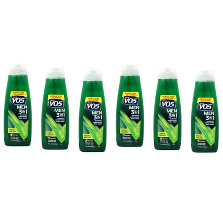 VO5 Alberto Men's 3-in-1 Shampoo Conditioner Body Wash, Fresh Energy 12.50 oz (Pack of 6)