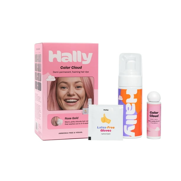 Hally Hair Color Cloud Demi Permanent Hair Dye, Rose Gold, 2.5 Oz