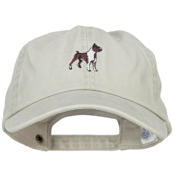 Boxer Dog Embroidered Washed Cotton Twill Cap - Stone OSFM