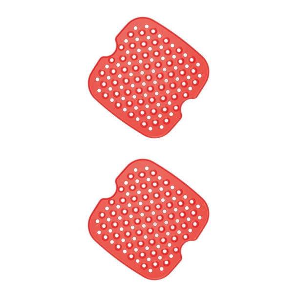 Cateissary Almohadillas para freidora de aire, revestimientos de vapor, molde de silicona de grado alimenticio de papel, piezas de freidora de Rojo cuadrado de 8 pulgadas 2piezas