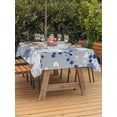 thumbnail image 3 of Outdoor Tablecloth with Umbrella Hole for Patio/Picnic/Party/Camping, Blue White Floral Waterproof Table Cloth Rectangle Table Cover Washable, Spring Botanical Leaves Farmhouse (52"x 70"), 3 of 8