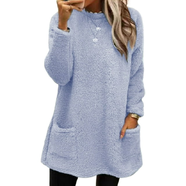 LUXUR T-Shirt en Molleton Doux pour Femmes, Ample, Lavande Violet, 2TG