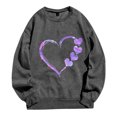 thumbnail image 1 of Gibobby Sudaderas para mujer Sudadera casual con cuello redondo y estampado de amor para mujer, sudadera de manga larga, informal (Gris, L), 1 of 3