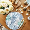 thumbnail image 2 of Blue Teal Grey Coral Coastal Round 15 Inch Placemats Set of 8, Summer Beach Nautical Ocean HeatResistant Non Slip Place Mats for Dining Table, Wipeable Braided Kitchen Table Mats for Housewarming, 2 of 9