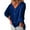 Blue, variant on BadPiggies Womens Plus Size Loose Blouse 3/4 Sleeve Back Buttons T Shirts Casual V Neck Solid Tops For Summer Fall (2XL, Blue)