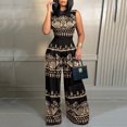 thumbnail image 2 of Women's Sleeveless Mock Neck Wide Leg Jumpsuit Elegant High Waist Party Outfit, 2 of 5