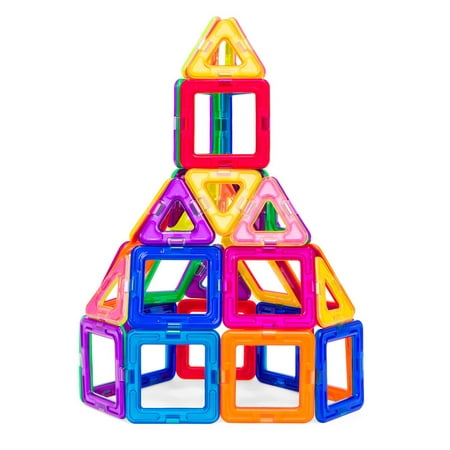58-Piece Multi Colors Magnetic Block Tiles Educational STEM Toy Building Set w/ Carrying Case