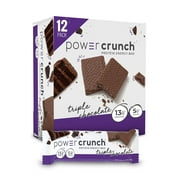 Power Crunch Whey Protein Bars, High Protein Snacks with Delicious Taste, Triple Chocolate, 1.4 Ounce (12 Count)