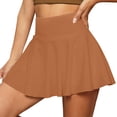 thumbnail image 3 of Xyxonk Pleated Skirts for Women Flowy Golf Skirt with Pockets Athletic Skorts Trendy Mini Skirts Summer Pleated High Rise Short Skirt Brown 2XL, 3 of 6