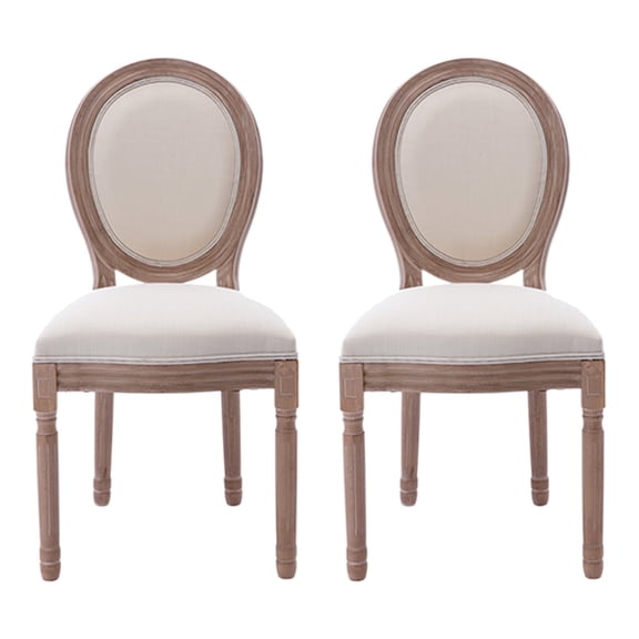 Tzicr French Dining Chairs Set of 2,Mid Century Upholstered Dining Chairs with Round Backrest Solid Wood Frame, Farmhouse Dining Chairs for Dining Room, Bedroom, Kitchen.(Beige)