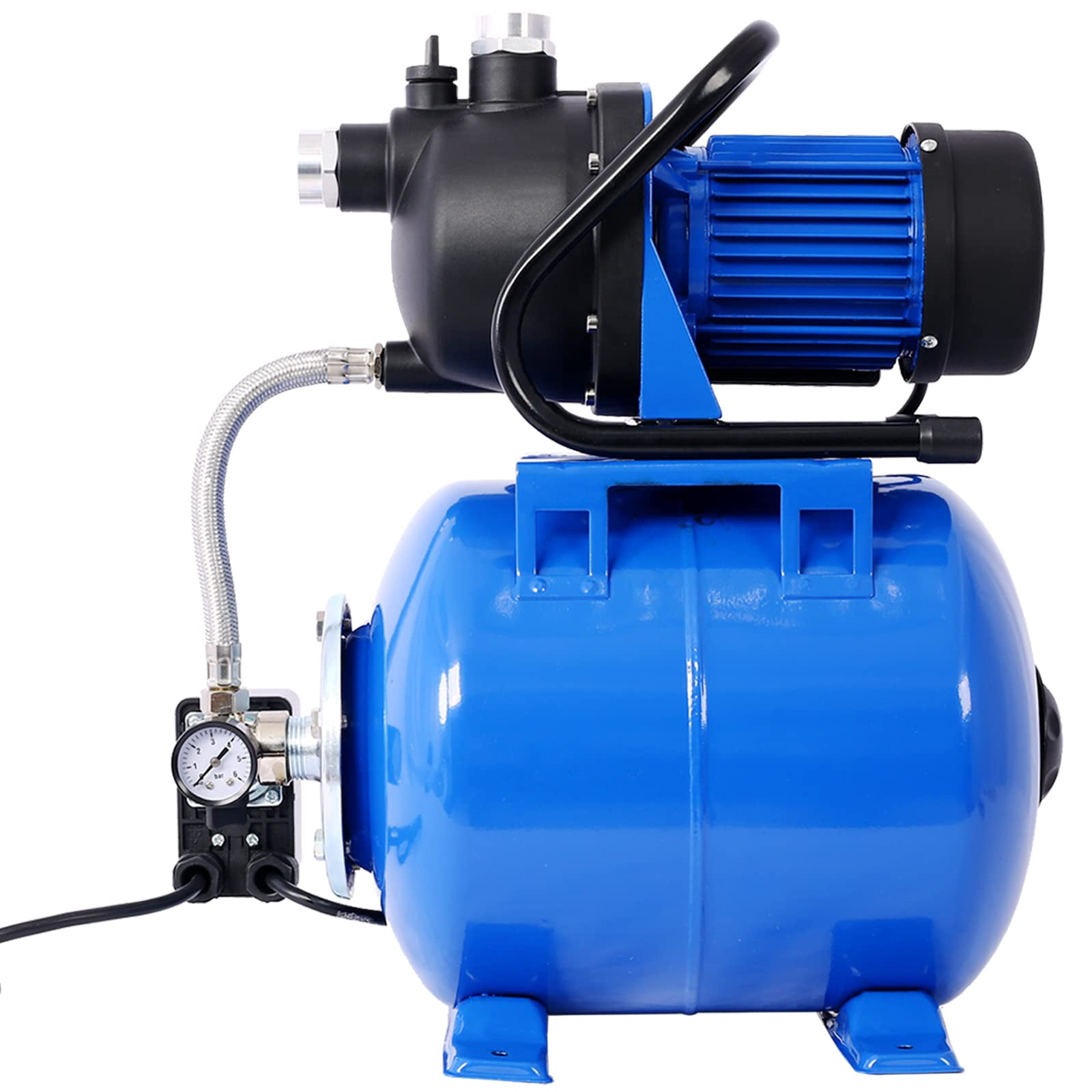 1.6HP Shallow Well Pump with Pressure Tank, 1000 GPH Garden Jet Pump, Irrigation Pump, Automatic Water Booster Pump for Home Garden Lawn Farm