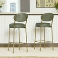 thumbnail image 2 of Hassch 29" Bar Stools Set of 2, Modern Bar Height Counter Chairs with Faux Leather Upholstered Seat & Backrest, Golden Metal Legs, 220lbs Weight Capacity, Green, 2 of 7