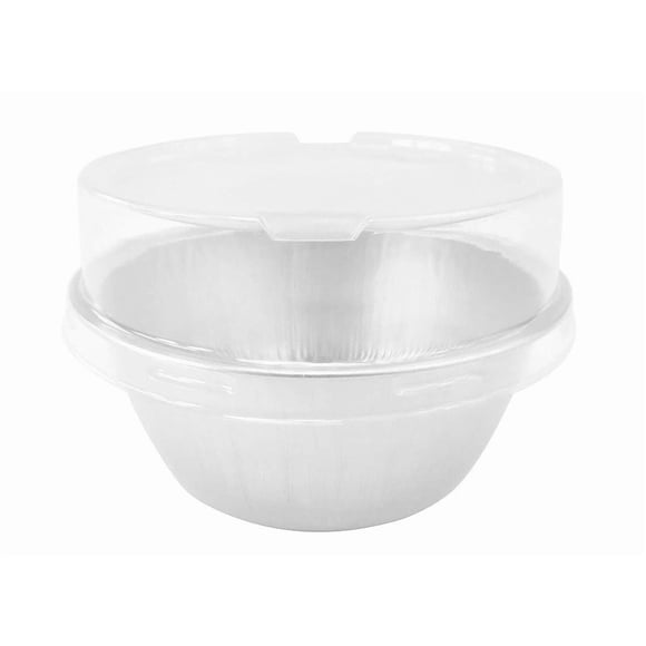 KitchenDance 4 oz Colored Portion Cups With Stackable Lid - Disposable Ramekins for Crème Brûlée, Flan & More - Ideal for Catering, Restaurants, Bakeries, Home Kitchens - A50 (White, 100)