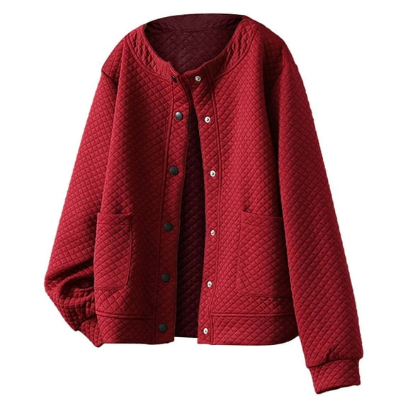cfhntfmh Womens Jackets Fall Fashion 2023 Button Down Quilted Coats Cardigan Solid Color Lightweight Outwear with Pockets