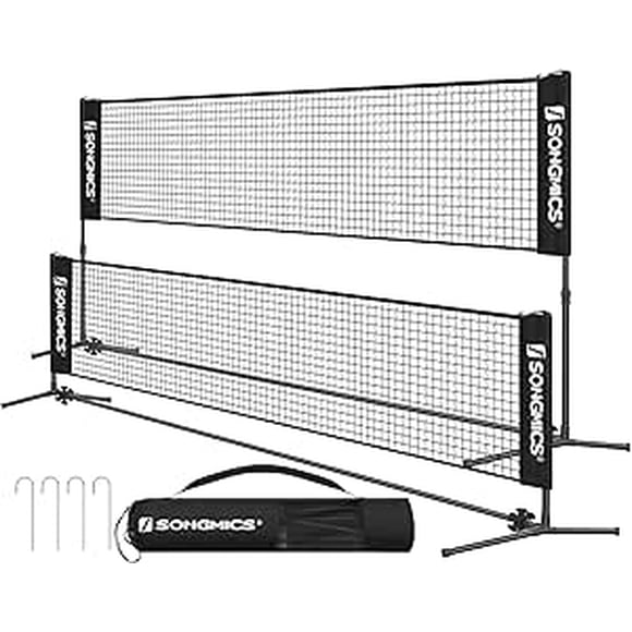 SONGMICS Portable Badminton Net Set, for Volleyball, Tennis, Soccer, Pickleball, Easy Setup (Black, 13FT)